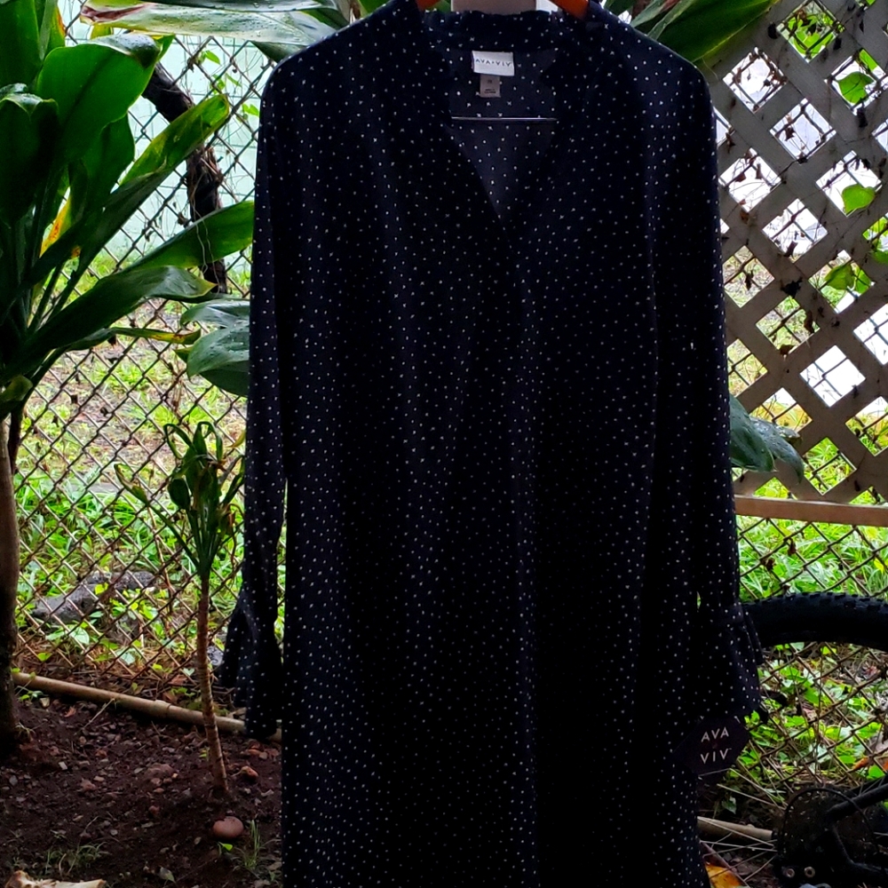 NWT Ava & Viv Black and White Dot Dress, Size 2X